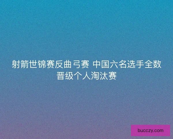 射箭世锦赛反曲弓赛 中国六名选手全数晋级个人淘汰赛