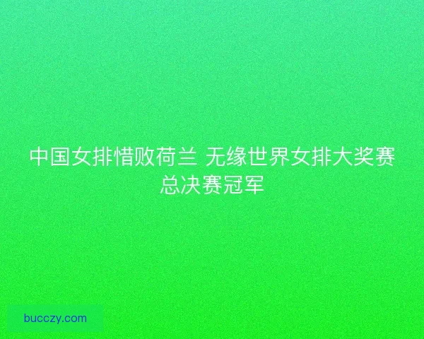 中国女排惜败荷兰 无缘世界女排大奖赛总决赛冠军